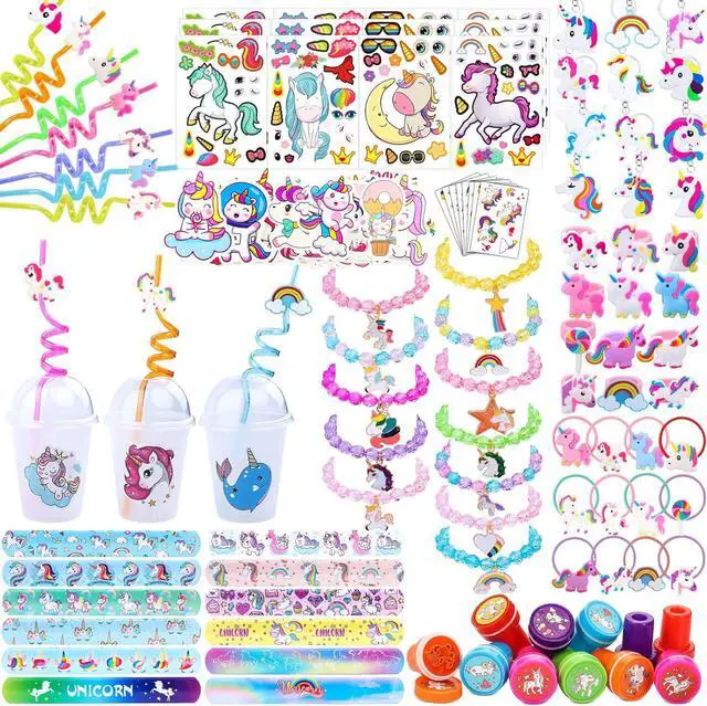 Main image of 220Pcs Unicorn party favors for kids, Unicorns Theme Birthday party decoration with bracelet Tattoos for goodies bag Fillers Carnival Prizes, Pinata Filler