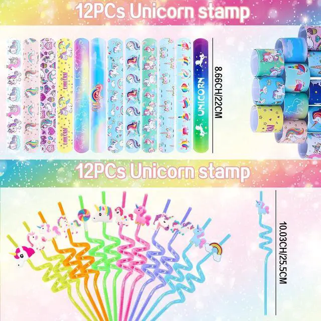 Alt view image 4 of 7 - 220Pcs Unicorn party favors for kids, Unicorns Theme Birthday party decoration with bracelet Tattoos for goodies bag Fillers Carnival Prizes, Pinata Filler