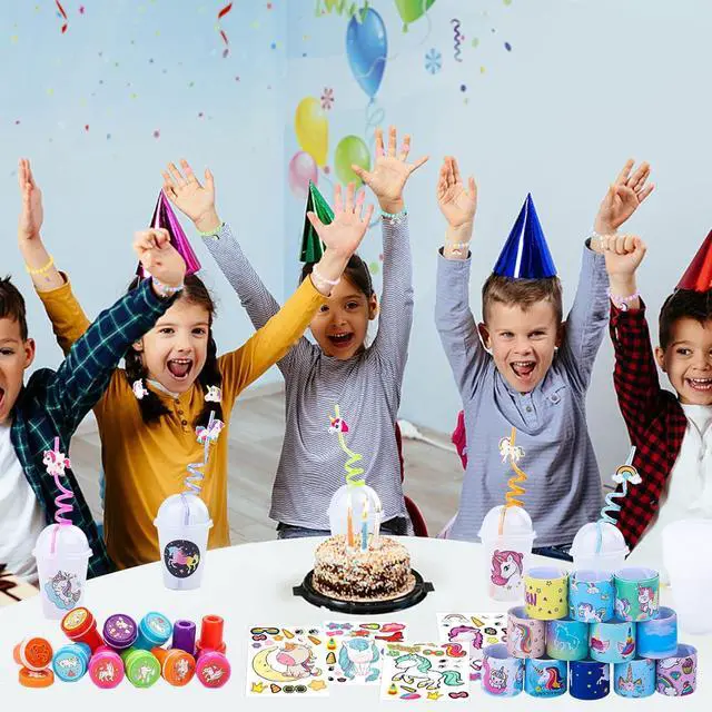 Alt view image 7 of 7 - 220Pcs Unicorn party favors for kids, Unicorns Theme Birthday party decoration with bracelet Tattoos for goodies bag Fillers Carnival Prizes, Pinata Filler
