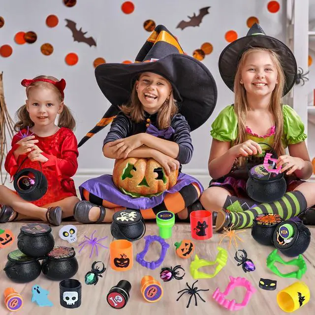 Alt view image 6 of 7 - Shemira 384 PCS Halloween Party Favors Bulk for Kids, 48 Pack Prefilled Witch Cauldrons with Halloween Toys, Halloween Goodie Bag Fillers, Halloween Party Supplies, Halloween Miniatures Novelty Toys