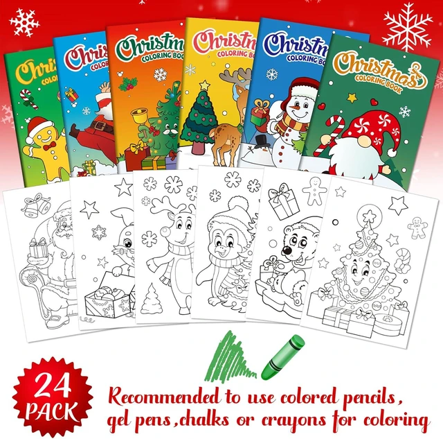 Alt view image 2 of 7 - D-FantiX 24Pack Christmas Coloring Book for Kids, Christmas Party Favors for Kids, Holiday Activities Gift for Boys Girls, Xmas Treats Prizes Stockings Goodie Bags Stuffer Filler Party Supplies