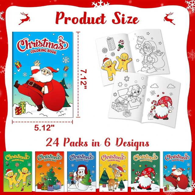 Alt view image 7 of 7 - D-FantiX 24Pack Christmas Coloring Book for Kids, Christmas Party Favors for Kids, Holiday Activities Gift for Boys Girls, Xmas Treats Prizes Stockings Goodie Bags Stuffer Filler Party Supplies