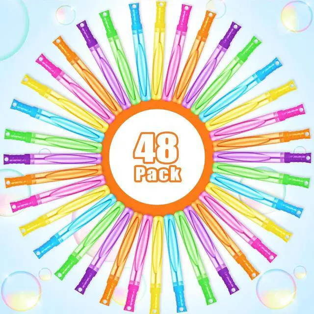 Alt view image 3 of 7 - SpringFlower 48 Pcs Bubble Wand, Bubble Wands Bulk, Bubble Party Favor Supply for Summer Indoor & Outdoor Activities, Bubble Solution Summer Toy in 6 Colors, Birthday,Wedding, Party