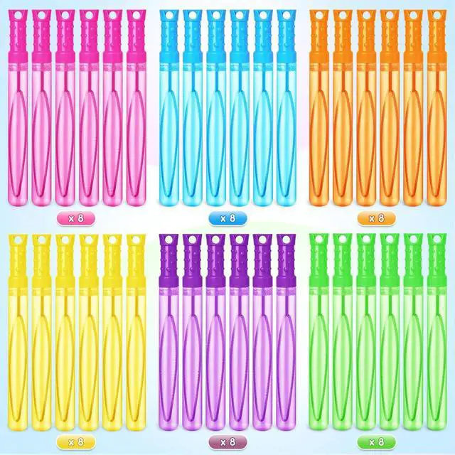 Alt view image 2 of 7 - SpringFlower 48 Pcs Bubble Wand, Bubble Wands Bulk, Bubble Party Favor Supply for Summer Indoor & Outdoor Activities, Bubble Solution Summer Toy in 6 Colors, Birthday,Wedding, Party