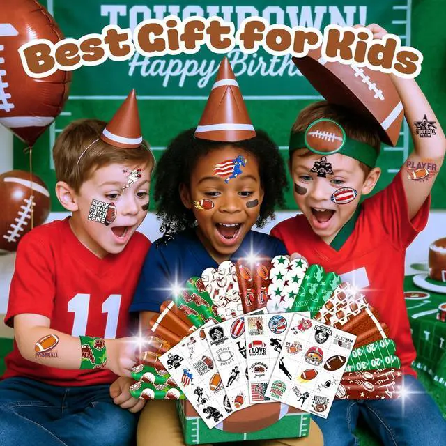Alt view image 2 of 7 - 72PCS Football Party Favors - 48PCS Pre-cut Temporary Tattoos & 24PCS Slap Bracelets - American Rugby Themed Birthday Supplies, Decorations, Gifts, Classroom Prizes for Kids, Boys & Cheerleaders