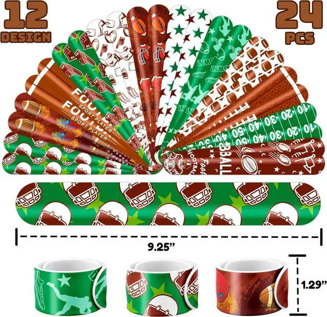 Alt view image 3 of 7 - 72PCS Football Party Favors - 48PCS Pre-cut Temporary Tattoos & 24PCS Slap Bracelets - American Rugby Themed Birthday Supplies, Decorations, Gifts, Classroom Prizes for Kids, Boys & Cheerleaders