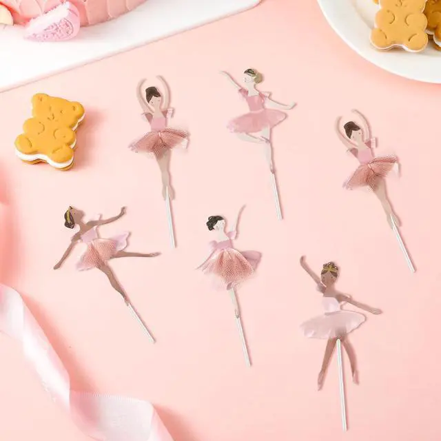 Alt view image 3 of 6 - 36 Ballerina Cupcake Kit Colorful Ballet Tutu Dancer Girls Cupcake Toppers Ballet Slipper Picks Dancing Cake Dessert Muffin Toppers for Wedding Baby Shower Birthday Party
