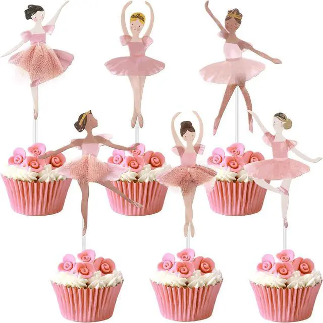 Main image of 36 Ballerina Cupcake Kit Colorful Ballet Tutu Dancer Girls Cupcake Toppers Ballet Slipper Picks Dancing Cake Dessert Muffin Toppers for Wedding Baby Shower Birthday Party