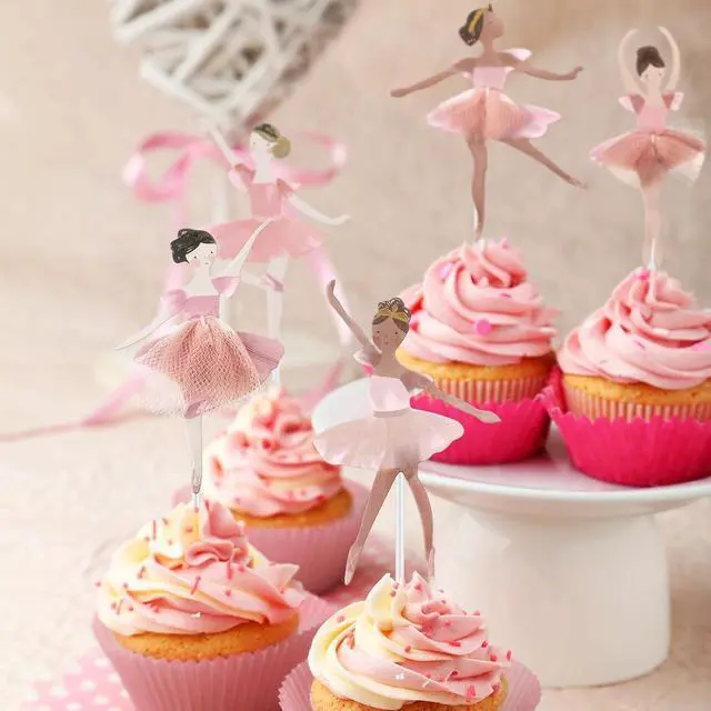 Alt view image 4 of 6 - 36 Ballerina Cupcake Kit Colorful Ballet Tutu Dancer Girls Cupcake Toppers Ballet Slipper Picks Dancing Cake Dessert Muffin Toppers for Wedding Baby Shower Birthday Party