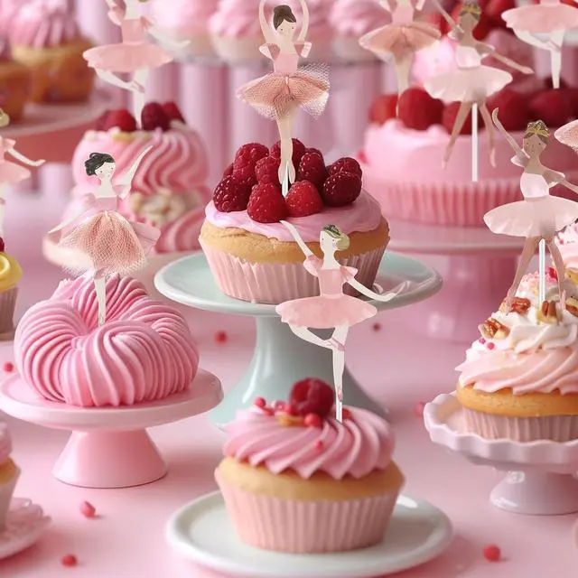 Alt view image 5 of 6 - 36 Ballerina Cupcake Kit Colorful Ballet Tutu Dancer Girls Cupcake Toppers Ballet Slipper Picks Dancing Cake Dessert Muffin Toppers for Wedding Baby Shower Birthday Party