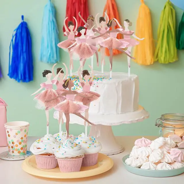 Alt view image 6 of 6 - 36 Ballerina Cupcake Kit Colorful Ballet Tutu Dancer Girls Cupcake Toppers Ballet Slipper Picks Dancing Cake Dessert Muffin Toppers for Wedding Baby Shower Birthday Party