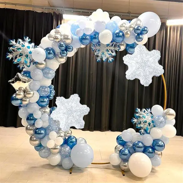 Alt view image 5 of 7 - Winter Wonderland Balloon Arch Garland Kit, Baby Blue and White Balloons with Snowflake Star Foil Balloons for Ice Wonderland Christmas Baby Shower Princess Theme Birthday Party Decorations Supplies
