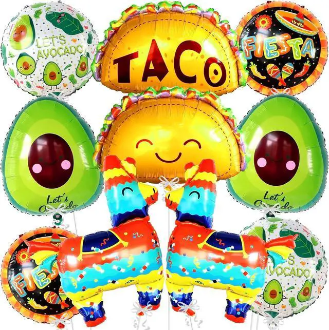 Main image of KatchOn, Cinco de Mayo Balloons - 10 Pcs | Fiesta Balloons, Fiesta Party Decorations, Cinco De Mayo Decorations | Mexican balloons, Mexican Party decorations | Taco, Llama balloon | Avocado Balloon