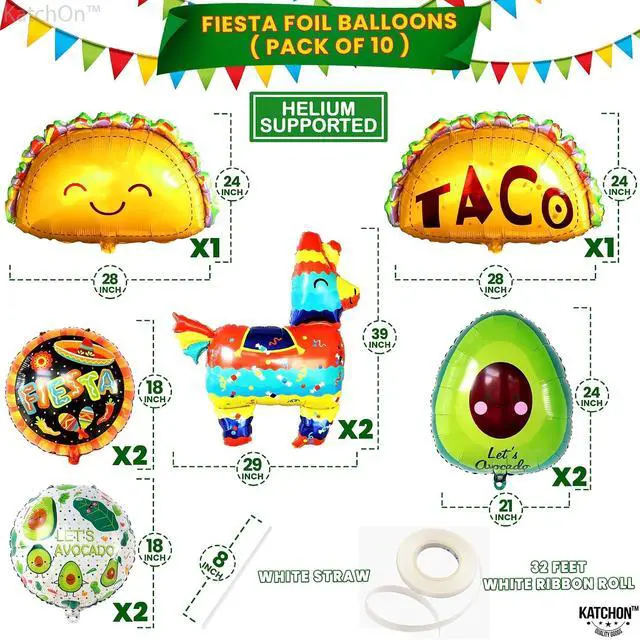 Alt view image 2 of 4 - KatchOn, Cinco de Mayo Balloons - 10 Pcs | Fiesta Balloons, Fiesta Party Decorations, Cinco De Mayo Decorations | Mexican balloons, Mexican Party decorations | Taco, Llama balloon | Avocado Balloon