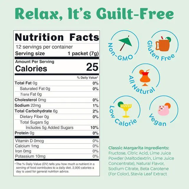 Alt view image 2 of 7 - Craftmix Classic Margarita Cocktail & Mocktail Drink Mixer, Skinny Mixes - Water Flavoring Packets - Made With Real Fruit - Vegan, Low-Carb, Low-Sugar, Non-GMO, Dairy Free, Gluten Free, 12 Pack