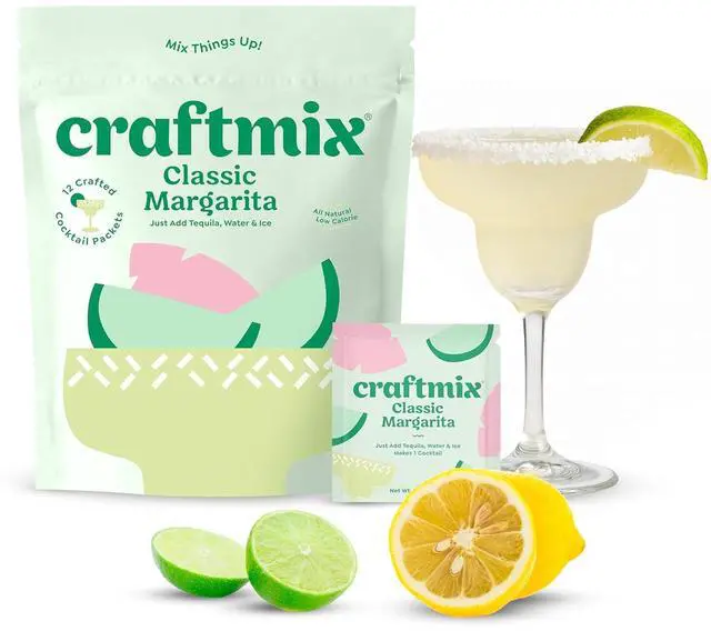 Main image of Craftmix Classic Margarita Cocktail & Mocktail Drink Mixer, Skinny Mixes - Water Flavoring Packets - Made With Real Fruit - Vegan, Low-Carb, Low-Sugar, Non-GMO, Dairy Free, Gluten Free, 12 Pack