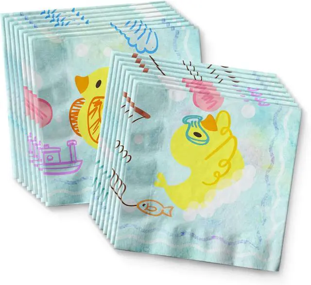 Alt view image 4 of 7 - Rubber Ducky Birthday Party Supplies Set Plates Napkins Cups Tableware Kit for 16