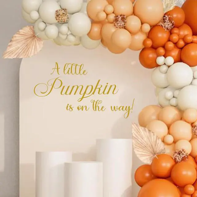 Alt view image 3 of 6 - Gostman A Little Pumpkin is On The Way Balloon Arch Decal - Halloween Baby Shower Decorations,Thanksgiving Day Party Decor,Pumpkin Themed Party Supplies