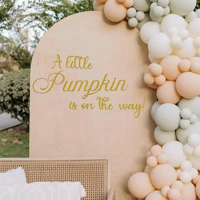 Alt view image 2 of 6 - Gostman A Little Pumpkin is On The Way Balloon Arch Decal - Halloween Baby Shower Decorations,Thanksgiving Day Party Decor,Pumpkin Themed Party Supplies