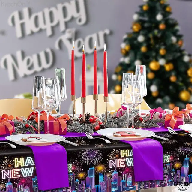 Alt view image 2 of 5 - KatchOn, Happy New Year Tablecloth - 108x54 Inch, Pack of 3 | Happy New Years Decorations 2026 | Happy New Year Table Cloth 2026 | New Years Table Decorations Party Supplies 2026