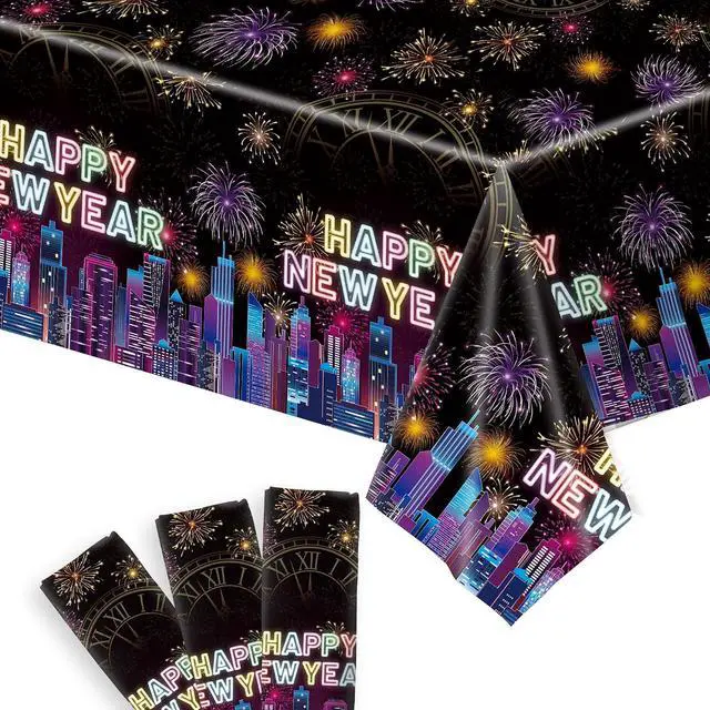 Main image of KatchOn, Happy New Year Tablecloth - 108x54 Inch, Pack of 3 | Happy New Years Decorations 2026 | Happy New Year Table Cloth 2026 | New Years Table Decorations Party Supplies 2026