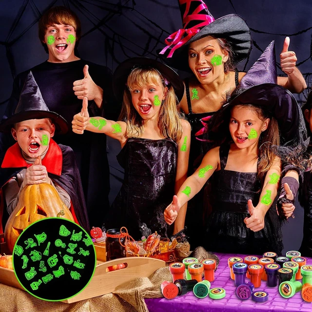 Alt view image 6 of 7 - Halloween Party Favors for Kids - 350pcs Halloween Treats Bulk for Kids, Goody Bag Fillers including Stamper Tattoos Slap Bracelets Halloween Prizes for Classroom Reward Non Candy Party Supplies