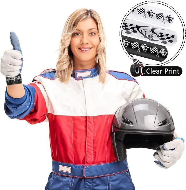 Alt view image 3 of 7 - Lewtemi 48 Pcs Race Car Party Favors Slap Bracelets, Racing Checkered Flag Slap Bracelet for Kids Adults Speed Car Party Birthday Classroom Prizes Exchanging Gifts Sports Events Supplies