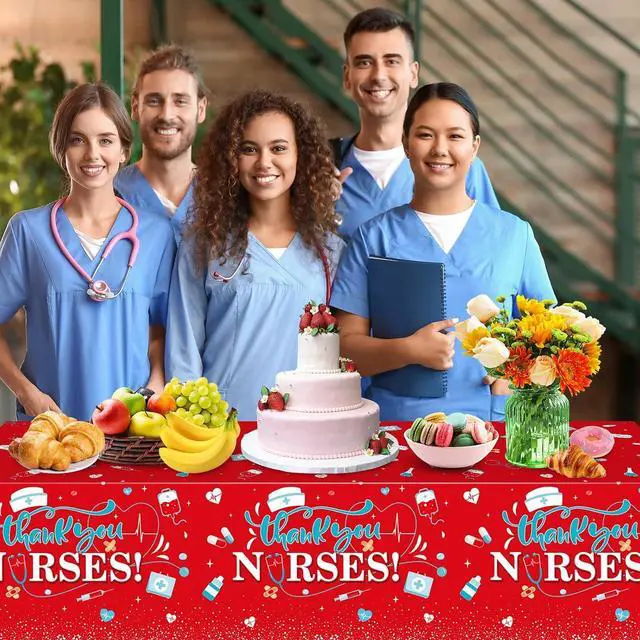 Alt view image 7 of 7 - 3Pack Nurses Week Tablecloths, Thank You Nurses Disposable Tablecloths ,Rectangular Plastic Table Covers for 2026 Nurse Appreciation Week RN Graduation Party Supplies Decorations,54 x 108 Inch