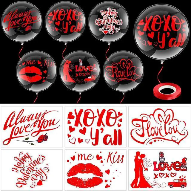 Main image of Leyndo 72 Valentines Day Bobo Balloon Decorations Include 48 Pcs 20 Inch Bubble Transparent Balloons 24 Pcs Valentines Day Heart Bobo Balloon Stickers for Valentine Supplies (Classic Style)