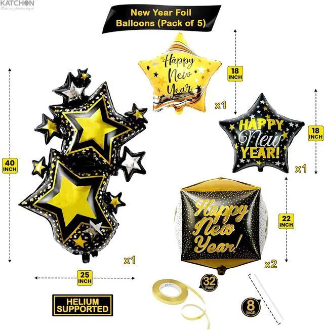 Alt view image 2 of 7 - KatchOn, Happy New Years Balloons Set - 40 Inch, Pack of 42 | 2026 Balloons for Happy New Years Decorations 2026 | Happy New Year 2026 Nye Balloon | New Years Eve Party Supplies 2026, NYE Decorations