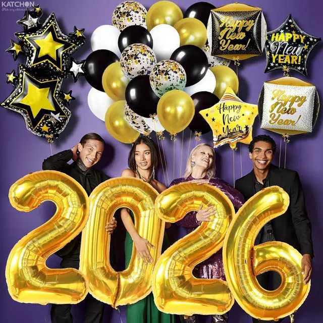 Alt view image 4 of 7 - KatchOn, Happy New Years Balloons Set - 40 Inch, Pack of 42 | 2026 Balloons for Happy New Years Decorations 2026 | Happy New Year 2026 Nye Balloon | New Years Eve Party Supplies 2026, NYE Decorations