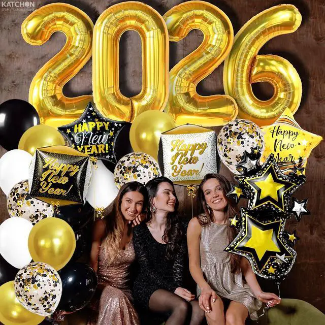 Alt view image 5 of 7 - KatchOn, Happy New Years Balloons Set - 40 Inch, Pack of 42 | 2026 Balloons for Happy New Years Decorations 2026 | Happy New Year 2026 Nye Balloon | New Years Eve Party Supplies 2026, NYE Decorations