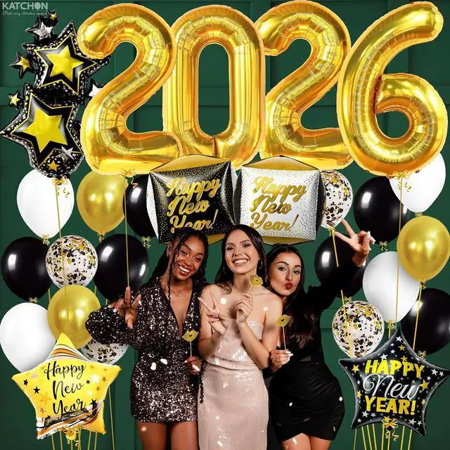 Alt view image 7 of 7 - KatchOn, Happy New Years Balloons Set - 40 Inch, Pack of 42 | 2026 Balloons for Happy New Years Decorations 2026 | Happy New Year 2026 Nye Balloon | New Years Eve Party Supplies 2026, NYE Decorations