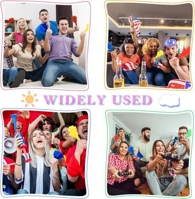 Alt view image 6 of 7 - 24 Pcs Hand Clappers and Metal Cowbells Noise Makers Cheering Clappers Cow Bells Handle Cheers Dance Basketball Football Noise Makers Sporting Events Graduation School Sports Party (Blue)