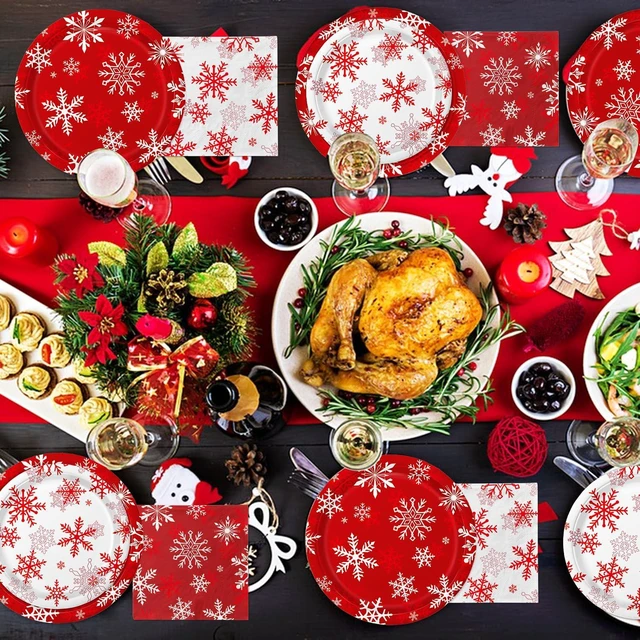 Alt view image 4 of 7 - QIYANPAX Christmas Plates and Napkins Serve 50 Snowflake Plates Sets Includes Dinner Plates, Dessert Plates, Napkins for Christmas Party Supplies Holiday Decorations