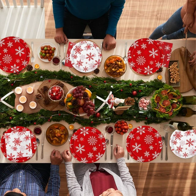 Alt view image 6 of 7 - QIYANPAX Christmas Plates and Napkins Serve 50 Snowflake Plates Sets Includes Dinner Plates, Dessert Plates, Napkins for Christmas Party Supplies Holiday Decorations