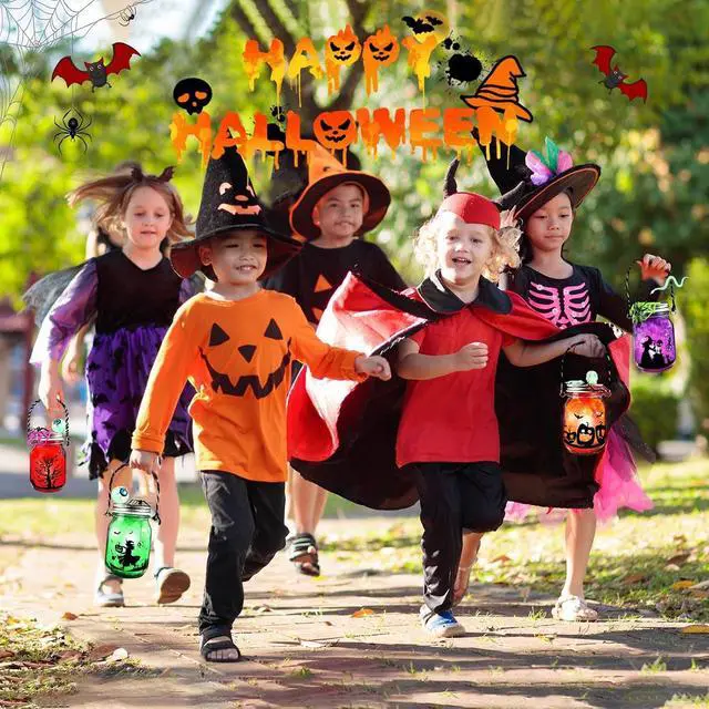 Alt view image 5 of 7 - Halloween Craft for Kids,4PCS Halloween Mason Jar Kit with Accessories for Kids DIY,Halloween-Theme Art Activities Supplies Gifts for Kids Aged 4-12,Party Decoration Classroom Trick or Treat