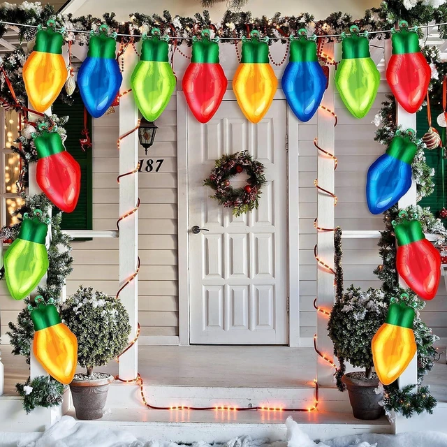 Main image of 72 Pcs Christmas Light Bulb Balloon Light Bulb Foil Balloons Giant Mylar Balloon Set for Xmas Holiday Birthday Party Decorations Supplies Red Yellow Green Blue Theme Birthday Decor Supplies Kit