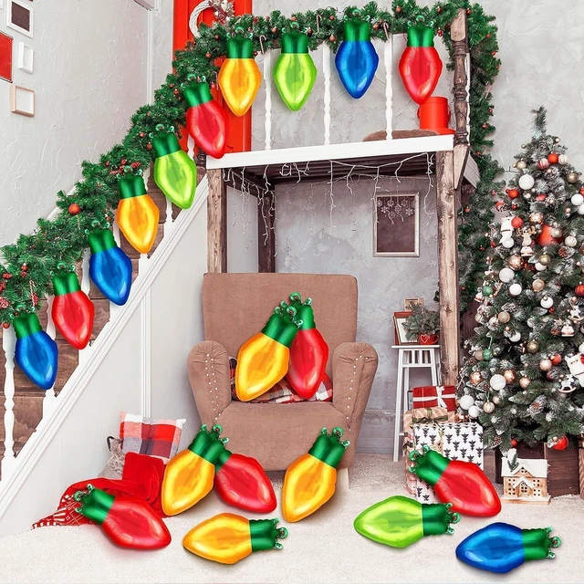 Alt view image 6 of 7 - 72 Pcs Christmas Light Bulb Balloon Light Bulb Foil Balloons Giant Mylar Balloon Set for Xmas Holiday Birthday Party Decorations Supplies Red Yellow Green Blue Theme Birthday Decor Supplies Kit