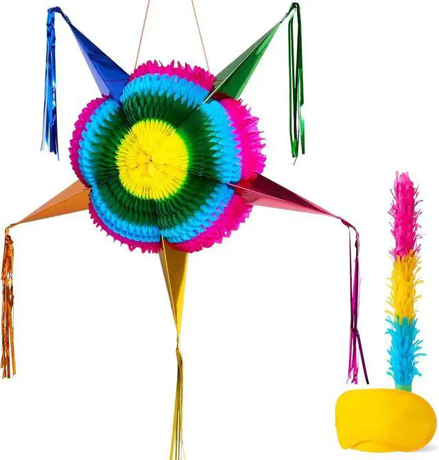 Main image of JOYIN 33 Inch Large Star Pinata, Foldable Mexican Fiesta Pinata with Vibrant Honeycomb Center, Traditional Colorful Party Decorations for Cinco De Mayo, Kids Birthday Supplies & Taco Tuesday