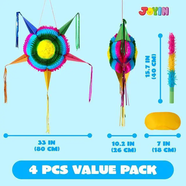 Alt view image 2 of 7 - JOYIN 33 Inch Large Star Pinata, Foldable Mexican Fiesta Pinata with Vibrant Honeycomb Center, Traditional Colorful Party Decorations for Cinco De Mayo, Kids Birthday Supplies & Taco Tuesday