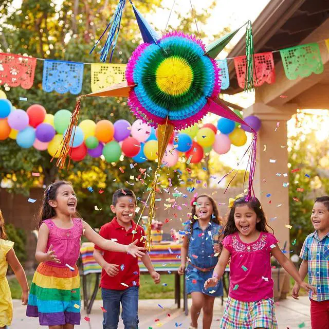 Alt view image 3 of 7 - JOYIN 33 Inch Large Star Pinata, Foldable Mexican Fiesta Pinata with Vibrant Honeycomb Center, Traditional Colorful Party Decorations for Cinco De Mayo, Kids Birthday Supplies & Taco Tuesday