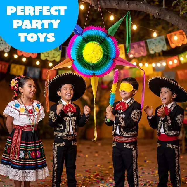 Alt view image 4 of 7 - JOYIN 33 Inch Large Star Pinata, Foldable Mexican Fiesta Pinata with Vibrant Honeycomb Center, Traditional Colorful Party Decorations for Cinco De Mayo, Kids Birthday Supplies & Taco Tuesday