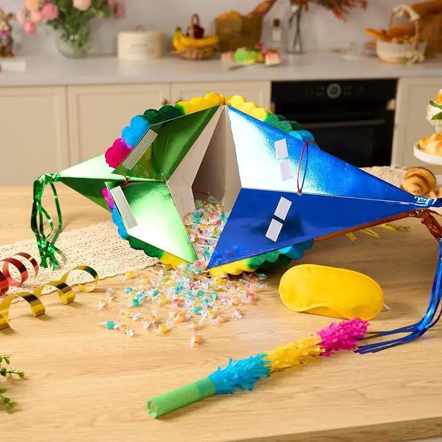 Alt view image 7 of 7 - JOYIN 33 Inch Large Star Pinata, Foldable Mexican Fiesta Pinata with Vibrant Honeycomb Center, Traditional Colorful Party Decorations for Cinco De Mayo, Kids Birthday Supplies & Taco Tuesday