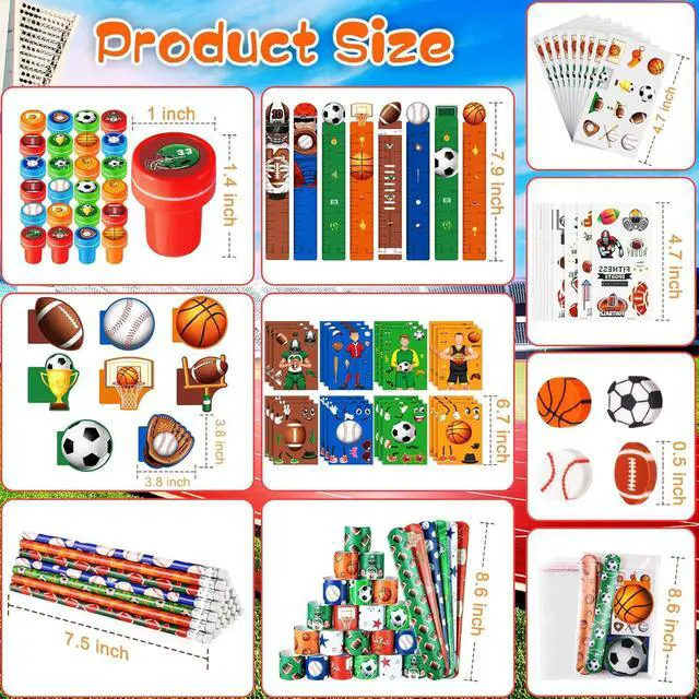 Alt view image 2 of 6 - BenLouis 120Pcs Sports Party Favors Football Basketball Soccer Baseball Pencils Stickers School Stationery Bulk for Kids Sports Party Team Gift Fillers School Classroom games Rewards Supplies