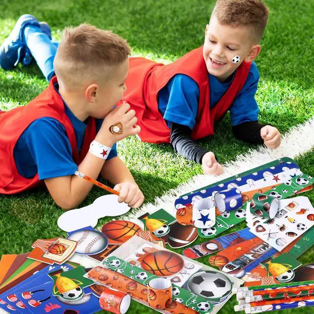 Alt view image 6 of 6 - BenLouis 120Pcs Sports Party Favors Football Basketball Soccer Baseball Pencils Stickers School Stationery Bulk for Kids Sports Party Team Gift Fillers School Classroom games Rewards Supplies