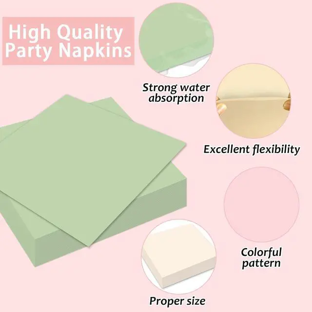 Alt view image 4 of 7 - 96Pcs Pink and Sage Green Birthday Party Decorations Olive Dusty Pink Metallic Gold Nude Paper Plates and Napkins Boho Tablewares for Girl Birthday Baby Shower Bachelorette Party Supplies 24 Guest