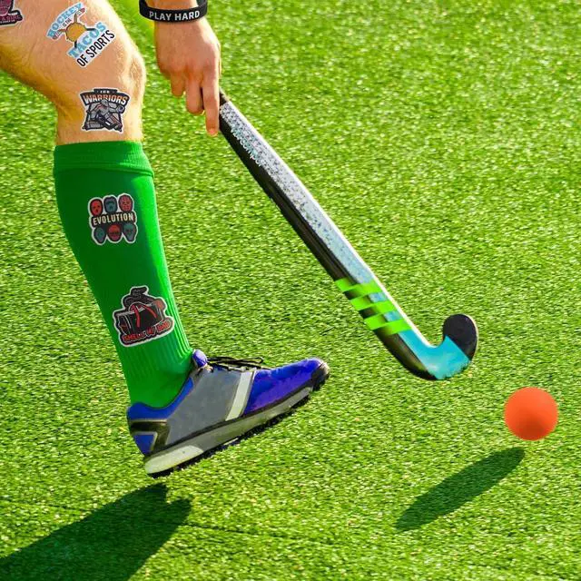 Alt view image 5 of 7 - Hungdao 98 Pcs Hockey Party Favors Include 12 Ice Hockey Pencil with Eraser 12 Foam Knee Ball 12 Silicone Bracelet 12 Motivational Keychain 50 Sheet Sticker for Sport Team Birthday Party Supplies Gift