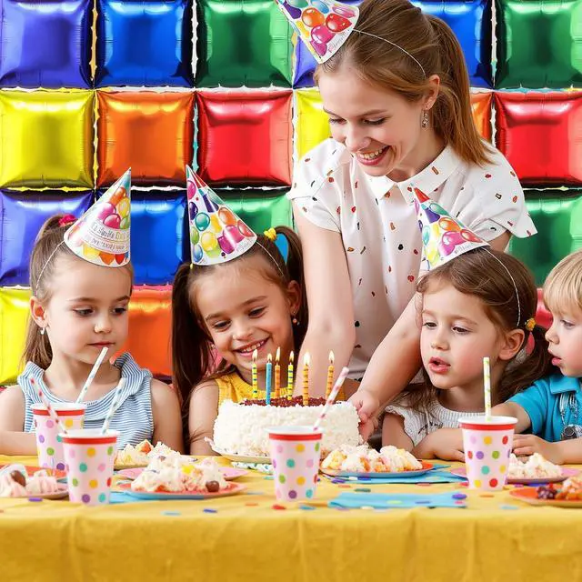 Alt view image 5 of 7 - 36 Pcs Rainbow Birthday Decorations Balloons Brick Square Foil Balloon Wall Backdrop Arch Kit Double Sided Metallic for Cartoon Video Game Party Supplies(Red Yellow Blue Green Orange Purple)