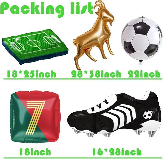 Alt view image 2 of 6 - 4D Football Balloons Set - Soccer Field, Cleats, Jersey & Goat Shapes | Sports Party Decorations for Fans, Birthday, Game Day (red &green)